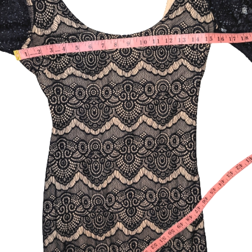 Last chance! BEBE Womens Dress with Lace Black and Tan Bodycon Style Size Small